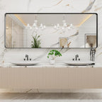 LOAAO 84x32 Inch Black Metal Framed Bathroom Mirror - Image 7