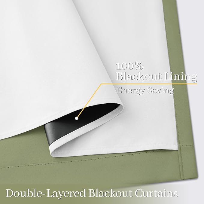 Yakamok 100% Blackout Curtain Panels 84 inches Cold and Light Blocking Drapes - Image 4