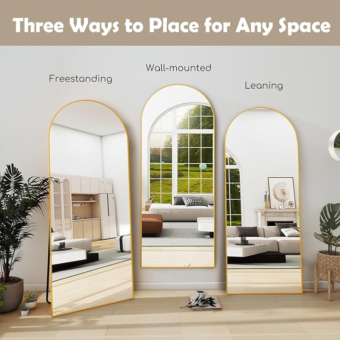 Prywot Arched Full Length Mirror, Modern Full Body Mirrors - Image 7