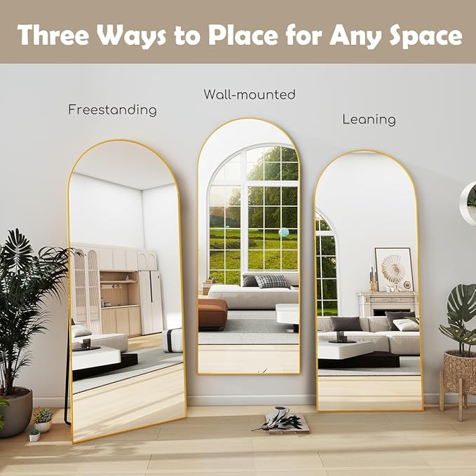 Prywot Arched Full Length Mirror, Modern Full Body Mirrors - Image 6