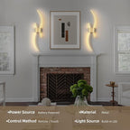 Battery Operated Wall Sconce Set of 2, Dimmable Modern LED Rechargeable Wall - Image 6