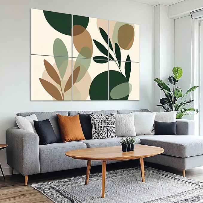 6 Pack Art Acoustic Panels Sound Absorbing Boho Botanical Leaf Orange Green - Image 6