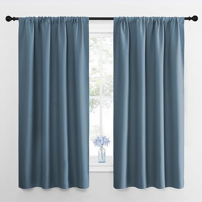 NICETOWN Window Curtains for Bedroom, Smoky Blue, 2 Panels, W42 x L48 -Inch by NICETOWN