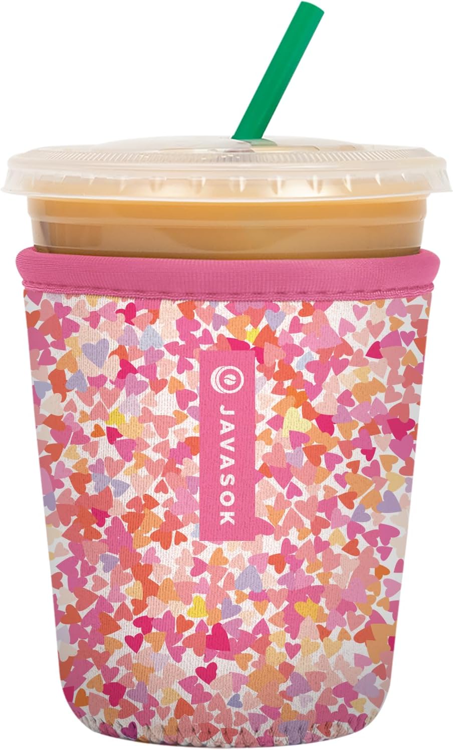Sok It JavaSok Iced Coffee & Cold Soda Insulated Neoprene Cup Sleeve (Floral Hearts, Small: 16-20oz)