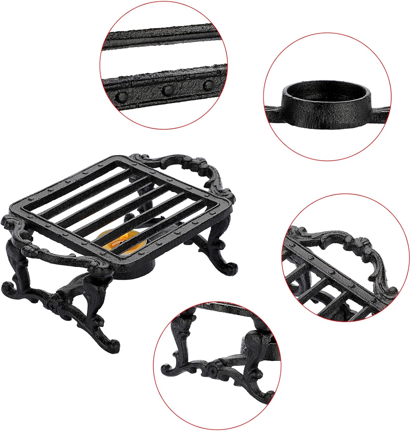 Sumnacon Tea Warmer Cast Iron Tea Pot Warmer with Tealight Candle Holder Sturdy Functional Teapot Warmer Stand for Office Party or Desk RetroTea Pot Heater for Heating Milk,Tea,Coffee,Food