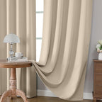 CUCRAF Light Beige Blackout Curtains 90 inch Length 2 Panels Set, Rod Pocket - Image 5