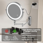 9" Wall Mounted LED Lighted Makeup Vanity Mirror - 4000mAh Rechargeable Double - Image 3