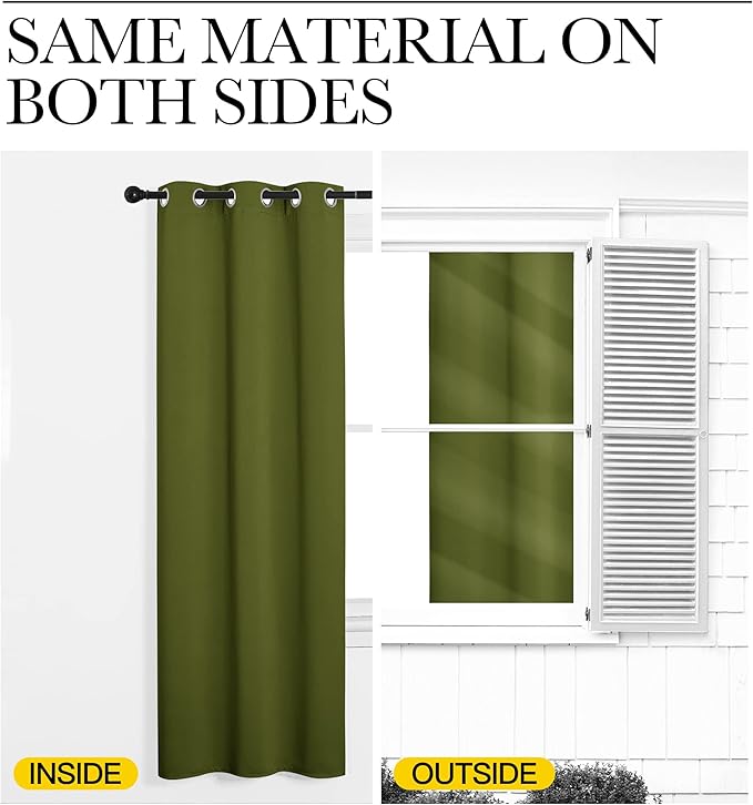 NICETOWN Olive Green Blackout Curtains 96 inches Length - Image 5