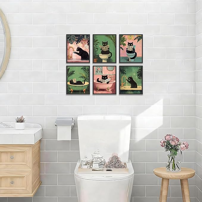 KBKBART Funny Cat Bathroom Wall Art Prints Poster, 8x10 inches - Image 6