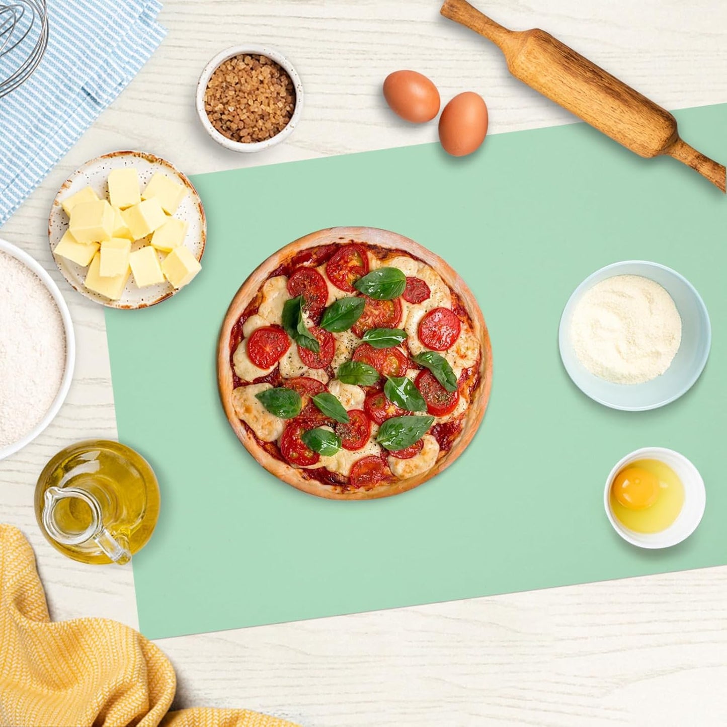 Silicone Mat Heat Resistant Mats for Countertop, Large Silicone Mats for Crafts Kitchen Counter Workbench Table protector, Size 36x24 inches Thick 2mm,Rolled Package,Light Green