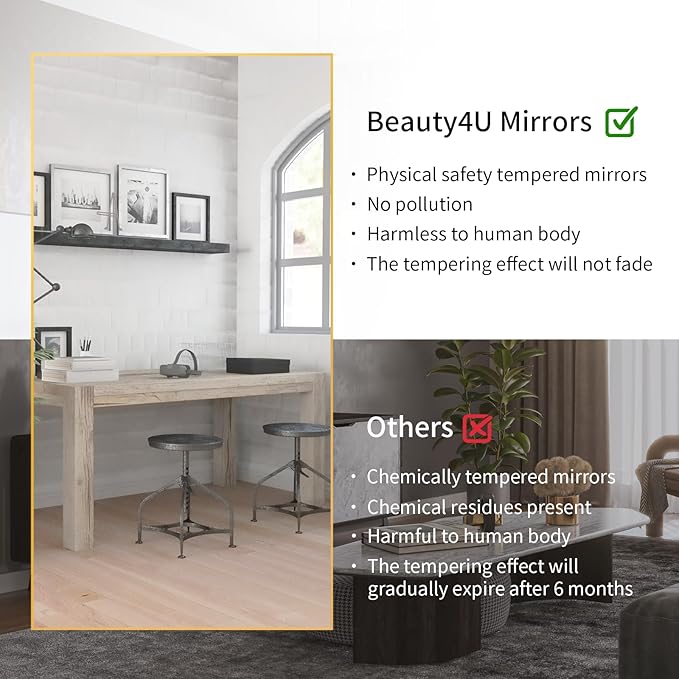 Beauty4U Full Length Mirror 76" x 34", Large Floor Mirror - Image 4