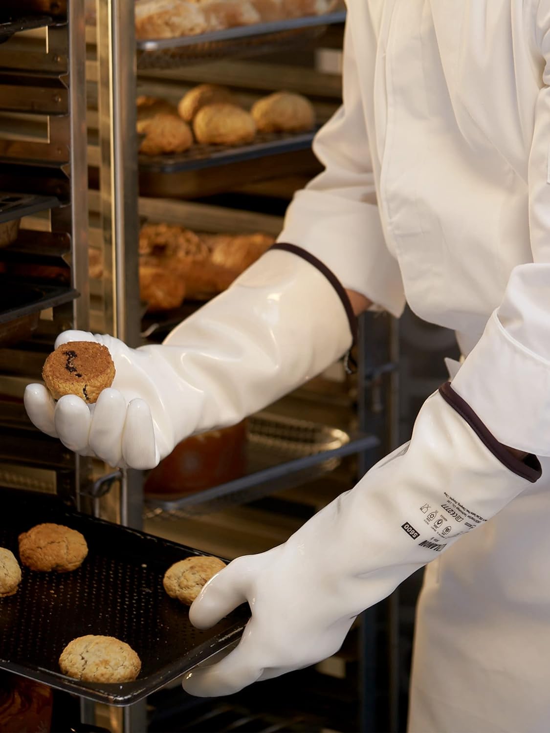 LANON 15" Liquid Silicone Heat Resistant Oven Gloves, Food Grade, CoralAir Liner, Waterproof, Extra Long, Medium