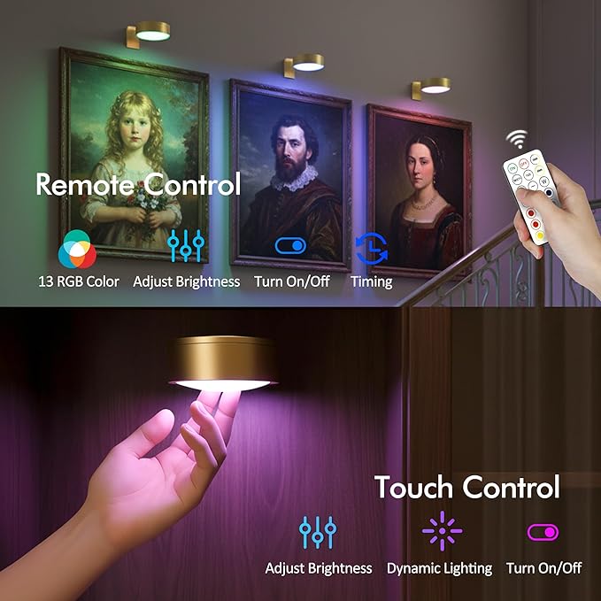 3-Pack Picture Lights for Wall, 13 RGB Color Changing Led Art Display Light - Image 5