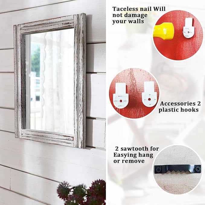 AAZZKANG Wall Mirror with Wood Framed Rustic Mirrors - Image 3