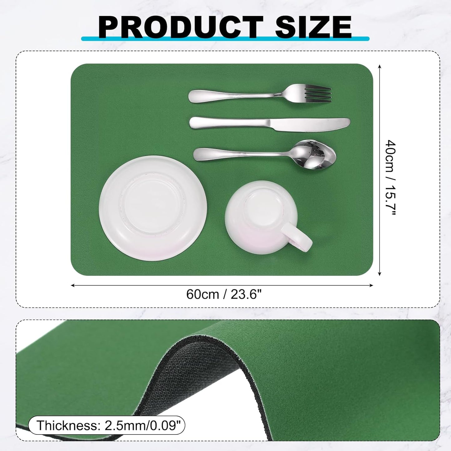 uxcell Silicone Mats for Kitchen Counter, 23.6" x 15.7" Non-Slip Countertop Protector Mat Heat Resistant Coffee Mat Waterproof Table Placemat, Dark Green