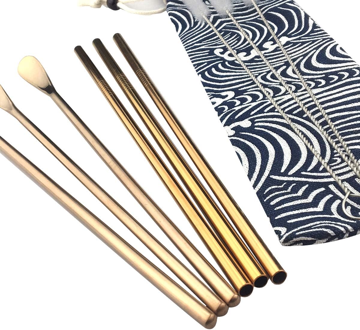 JASHII Matte Long Handle Spoon Cocktail Mixing Stirring Spoons Iced Tea Coffee Spoons with 8.6 inch Long Handle Brushed SUS304 Stainless Steel, 6-Piece