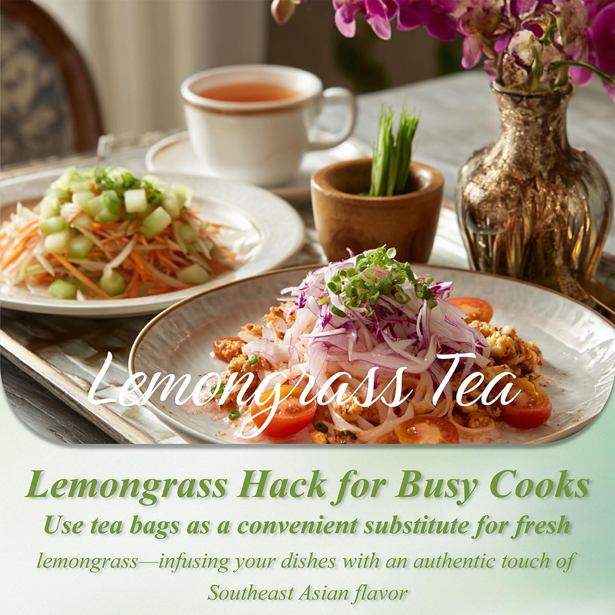 WT WEETEE Lemongrass Tea Bags, 100 Count Pure Lemon Grass Leaves Tea Bags, Natural Caffeine Free Herbal Tea