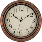 Foxtop Vintage Copper Wall Clock 12 Inch Silent Non Ticking Battery Operated by Foxtop