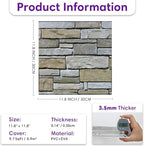 3D Peel and Stick Faux Stone Wall Panels 11.8" x 11.8" 10-Pack, Stone-Look Wall - Image 3