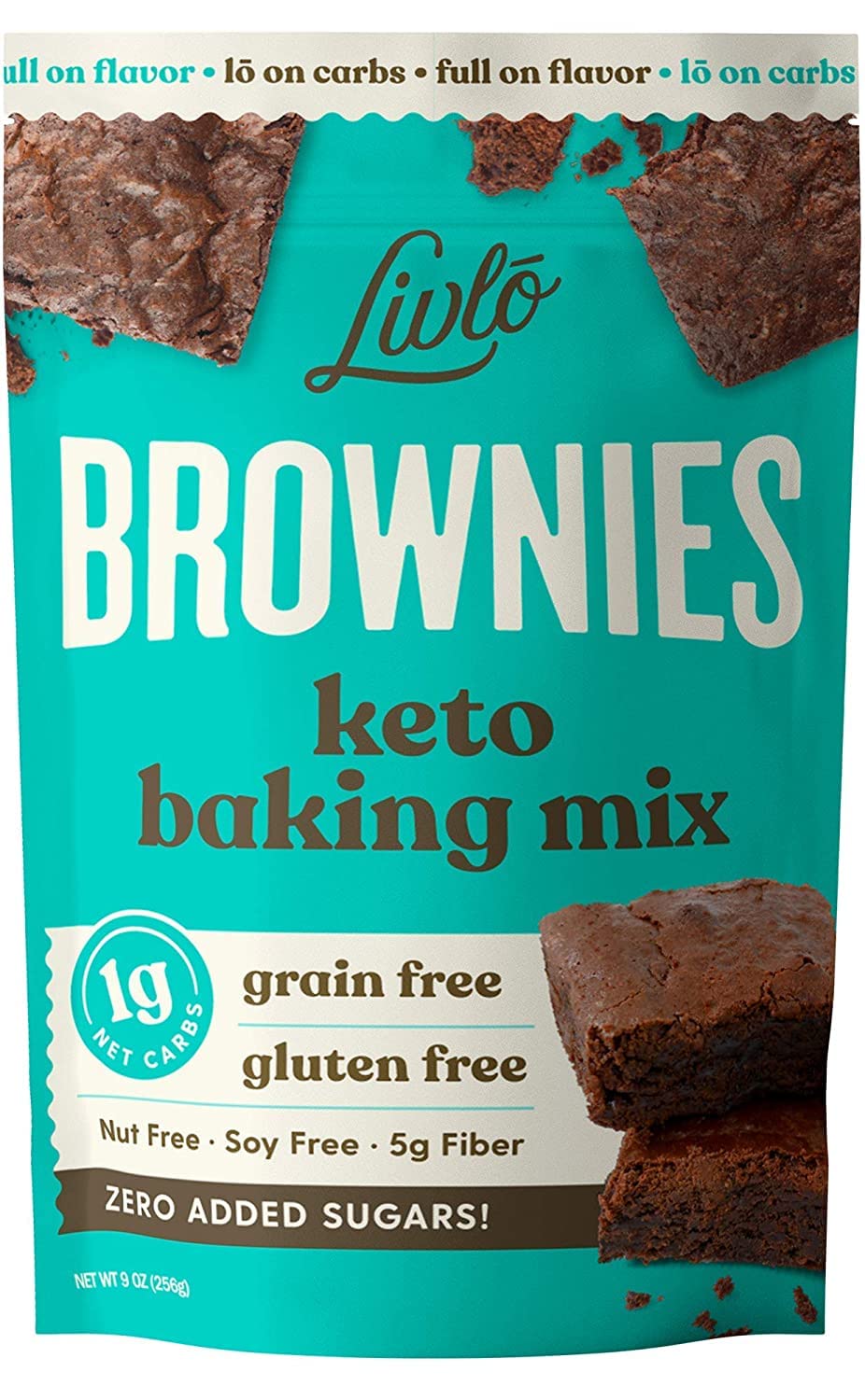 Livlo Keto Brownie Baking Mix - Just 1g Net Carb - Sugar & Gluten Free Keto Desserts, Sweets & Treats - Low Carb, Nut Free, Diabetic Friendly Snack - Fast, Delicious and Easy to Make - 12 servings