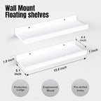 Boswillon Floating Shelves Wall Mounted Set of 2, Modern White Shelves - Image 3