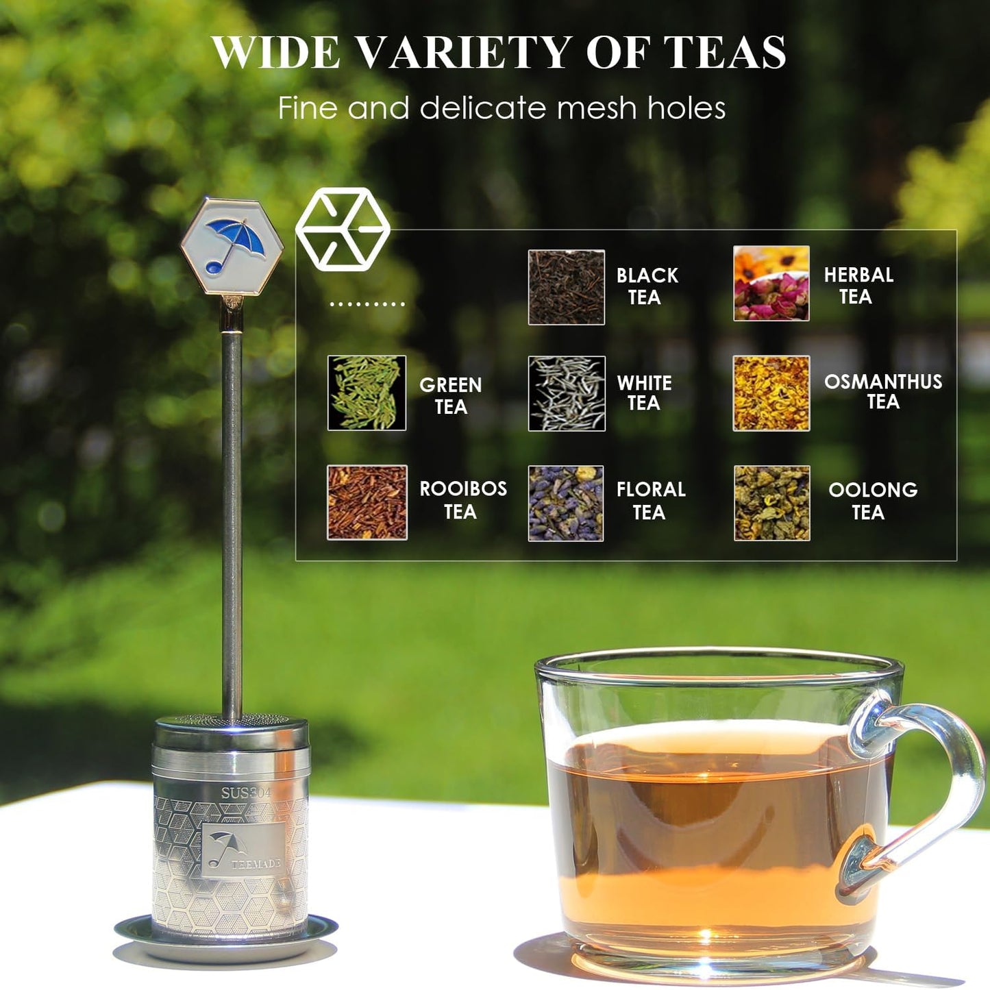 Tea Filter-Upgraded Extremely Extra Fine Mesh Filter 304 Stainless Steel Premium Reusable Loose Leaf Tea Strainer Infuser with Drip Tray (Small)