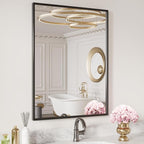 LOAAO 20"X30" Black Rectangle Bathroom Mirror Wall, Matte Black Aluminum Alloy - Image 4