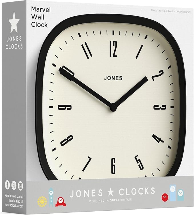 JONES CLOCKS® Marvel Wall Clock | Modern Retro Rounded Square Clock | 10 inch | - Image 8