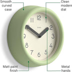 JONES CLOCKS® Fuze wall Clock | Small Round Clock | Matcha Green | Playful - Image 5