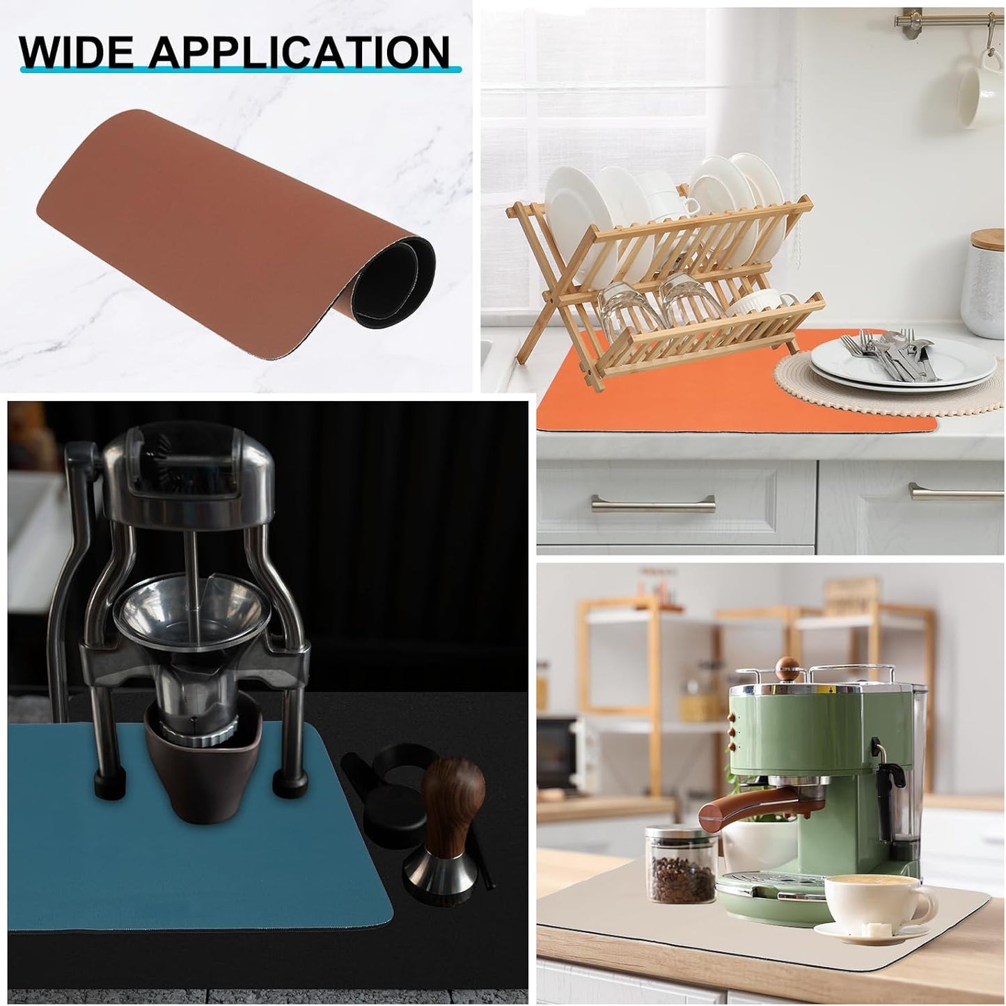 uxcell Silicone Mats for Kitchen Counter, 35.4" x 23.6" Non-Slip Countertop Protector Mat Heat Resistant Coffee Mat Waterproof Table Placemat, Brown