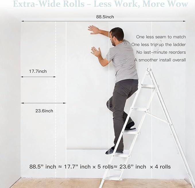 Dimoon 118''x23.6'' Peel and Stick Wallpaper White Contact Paper - Image 2