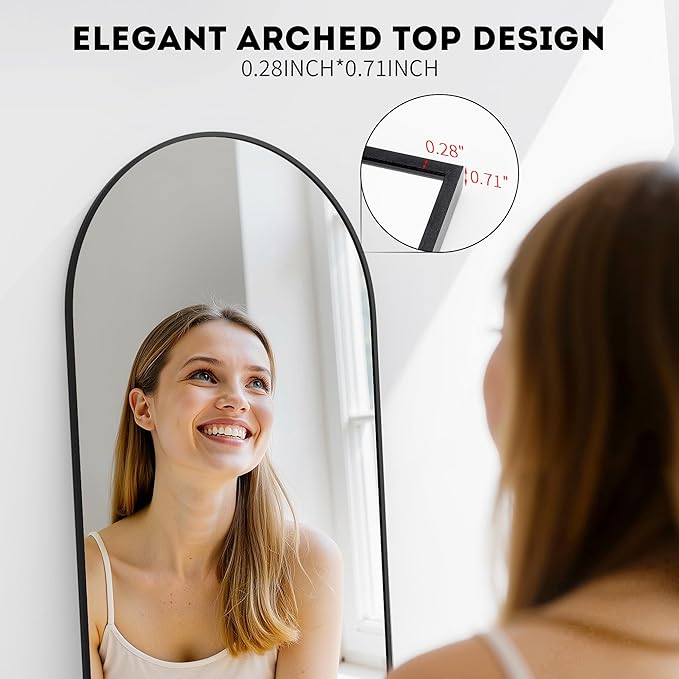 Simple Deluxe Arched Full Length Mirror, - Image 4