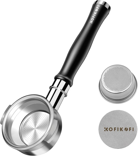 58mm Bottomless Portafilter For Breville, 2 Ears Slim Naked Portafilter Fits Breville Espresso Machines BES900XL, BES920XL, BES980XL, BES990BSS with Aluminum Handle, 18g Double Shot Filter Basket