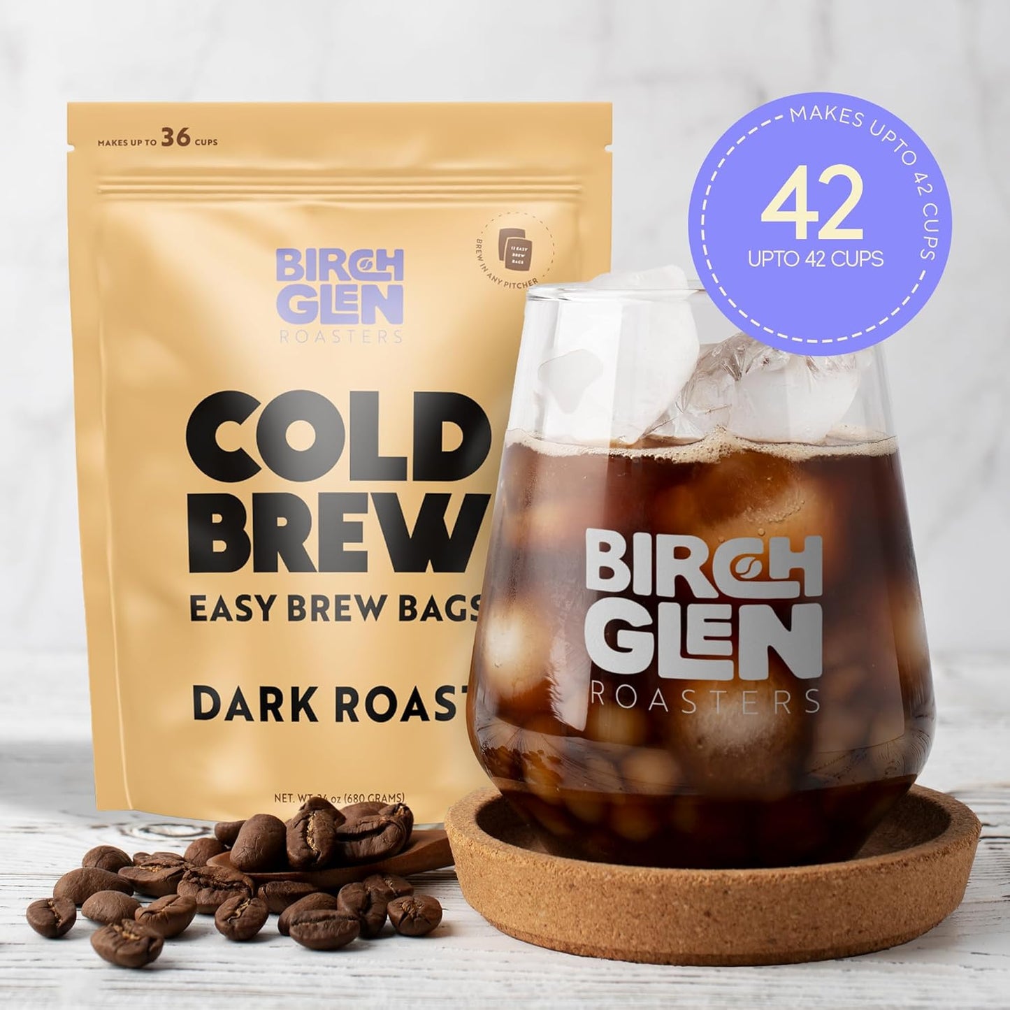 Birch Glen Roasters Cold Brew Coffee Bags - 12 Pack of Coarse Ground Coffee Filter Pitcher Packs for Easy Brewing - 100% Arabica - Yields 6 Pitchers - White Chocolate Mousse Flavor