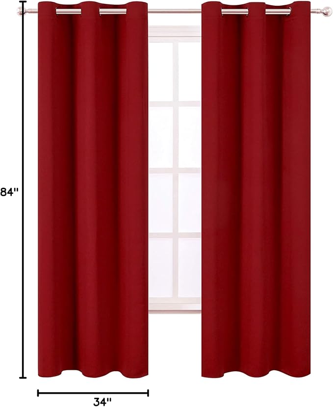 LEMOMO Red Blackout Curtains 34 x 84 Inch Length/Set of 2 Curtain - Image 10