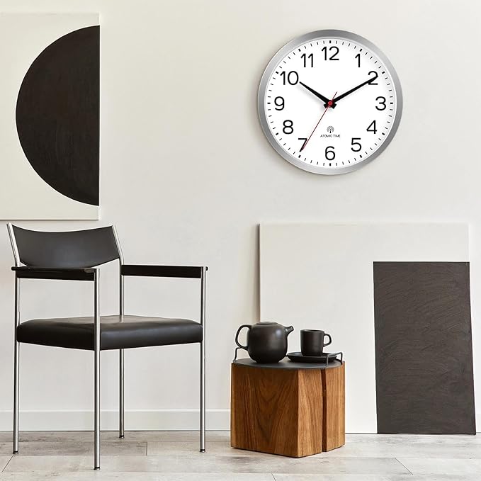 AKCISOT Atomic Silver Wall Clock Analog Clocks Battery Operated Clock - Image 8