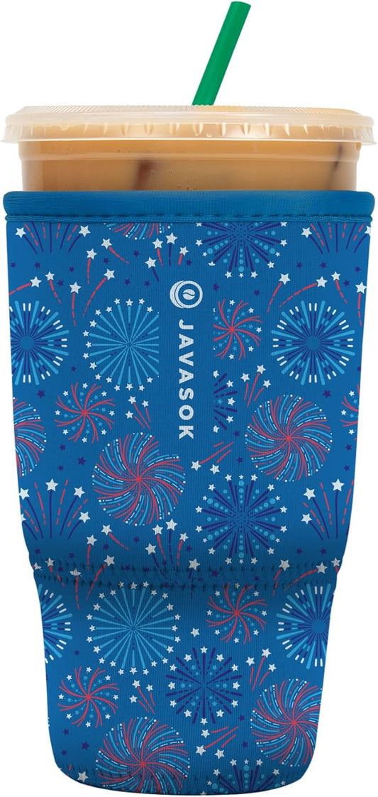 Sok It JavaSok Iced Coffee & Cold Soda Insulated Neoprene Cup Sleeve (Symphony of Sparks, Large: 30-32oz)