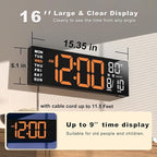 JALL 16" Large Digital Wall Mount Clock, Count Down Timer, Big LED, RGB Color - Image 2