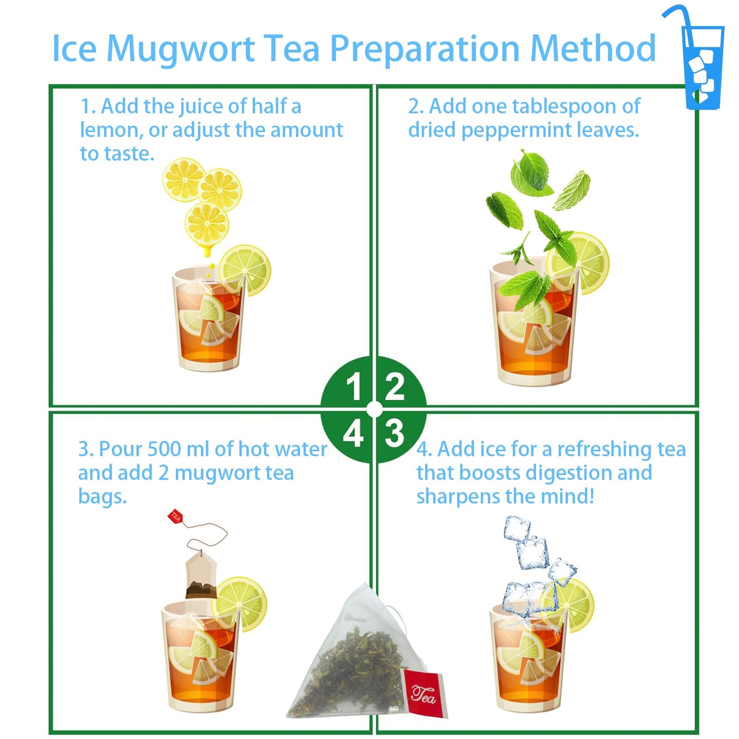 Samcci - Mugwort Tea Bag, 50 Teabags - 100% Natural Dried Mugwort leaves - No Sugar, No Caffeine, No Gluten, Vegan - Rich In Antioxidants