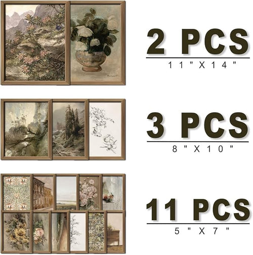 16 PCS Framed Vintage Wall Art Decor, French Country Farmhouse Gallery Wall - Image 2