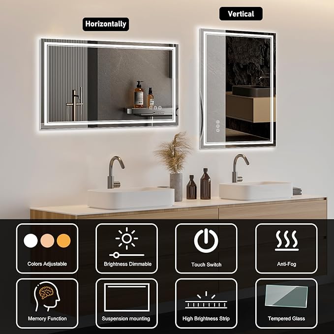 Ratsamee 55x30 Inch LED Bathroom Mirror - Image 5