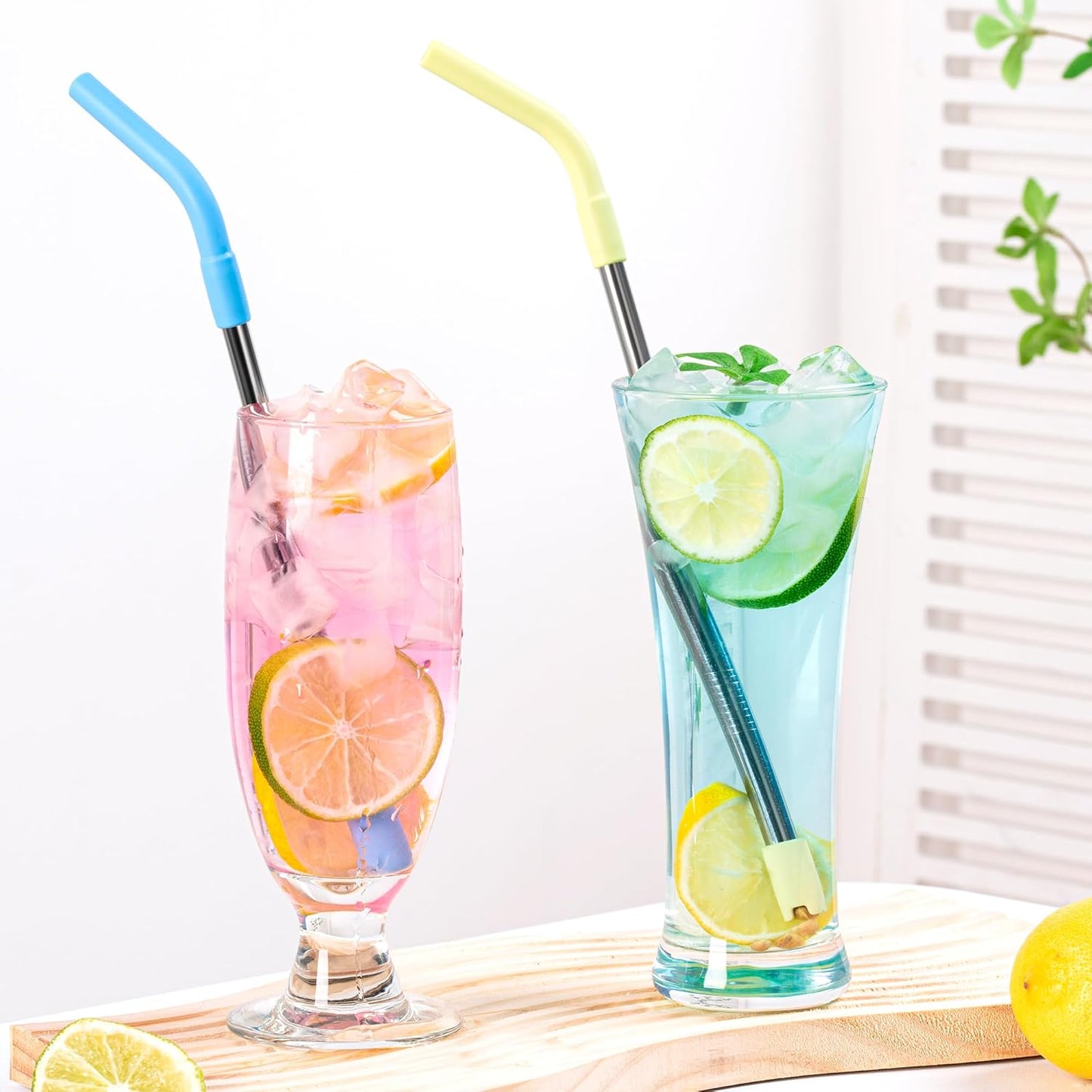 4 Set Silicone Straw Tips, Food Grade Rubber Metal Straws Tips Covers with Silicone Bottom Only Fit for 8MM Stainless Steel Straw