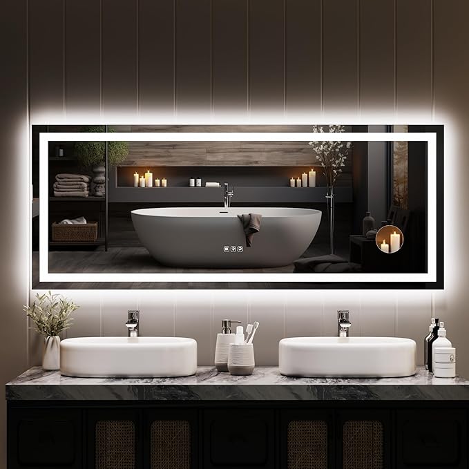 LED Bathroom Mirror 60 x 24 inch, Lighted Bathroom Vanity Mirror - Image 4