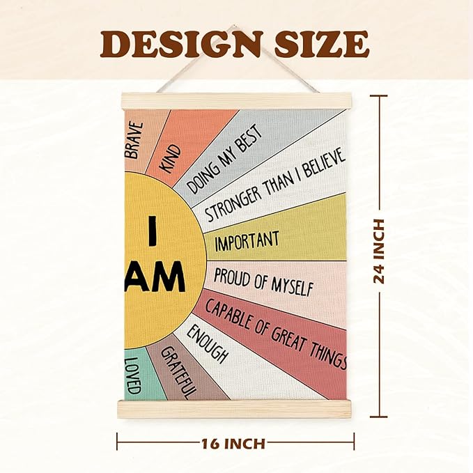 Supwhd Affirmation Wall Decor for Kids Boys Girls, I am Kind I am Brave - Image 6