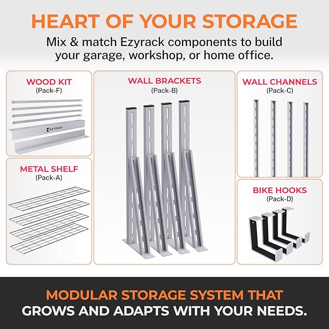 Heavy Duty Metal Brackets for Garage Wall Shelving, Modular Wall Mounted - Image 7