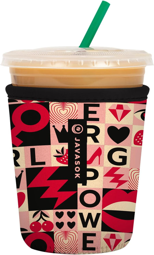 Sok It JavaSok Iced Coffee & Cold Soda Insulated Neoprene Cup Sleeve (Girl Power, Small: 16-20oz)