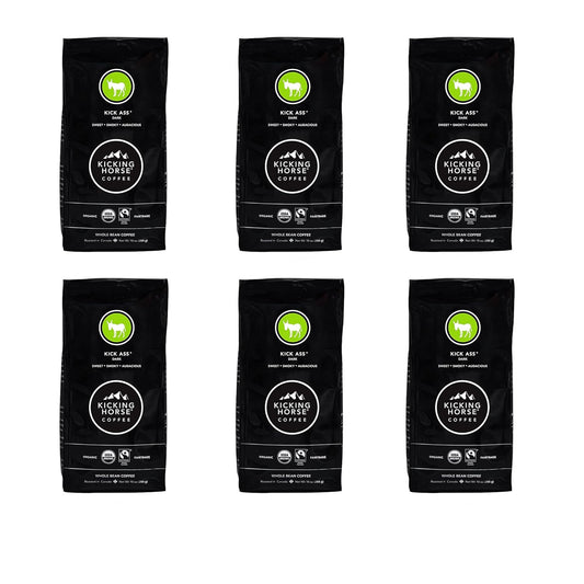 Kicking Horse Coffee, Kick Ass, Dark Roast, Whole Bean, 10 oz - Certified Organic, Fairtrade, Kosher Coffee (Pack of 6),10 Ounce (Pack of 6)