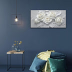 Suconvng White Flower Wall Art Painting Canvas Art Wall Decor 20 X 40 Inch - Image 6