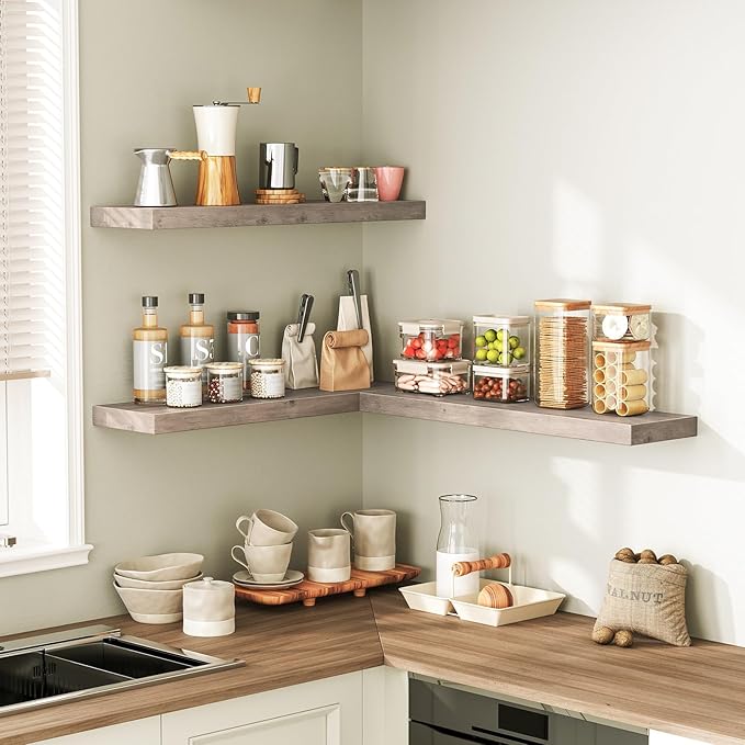 RALGEND Floating Shelves for Wall, 1.5" Thick Wall Shelf Set of 3 - Image 8