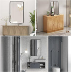 Wall Mount Mirror for Bathroom, Brushed Black Metal Framed Rounded Corner - Image 3